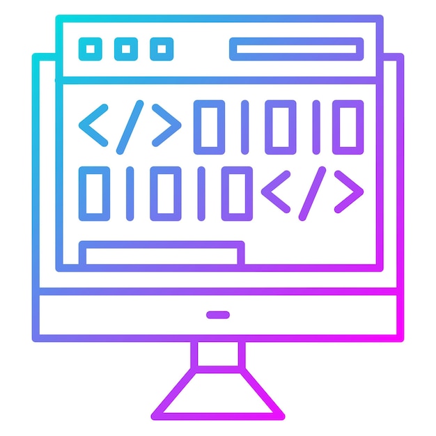 El icono vectorial de programación se puede utilizar para el conjunto de iconos SEO y SEM