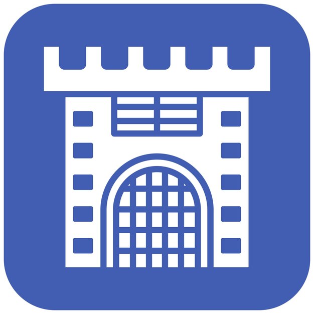 El icono vectorial de la puerta del castillo se puede usar para el conjunto de iconos medievales