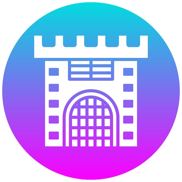 El icono vectorial de la puerta del castillo se puede usar para el conjunto de iconos medievales