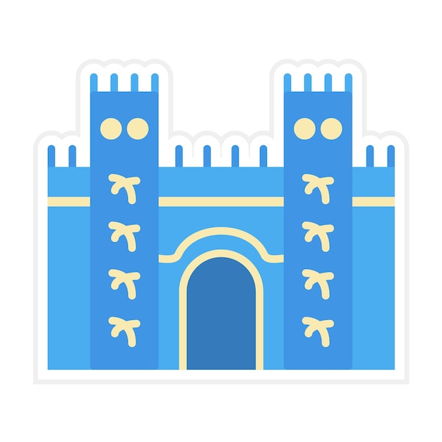 El icono vectorial de la Puerta de Ishtar se puede usar para el conjunto de iconos de la Civilización Antigua