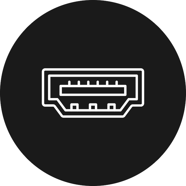 Vector el icono vectorial del puerto hdmi se puede utilizar para el conjunto de iconos de computadora y hardware