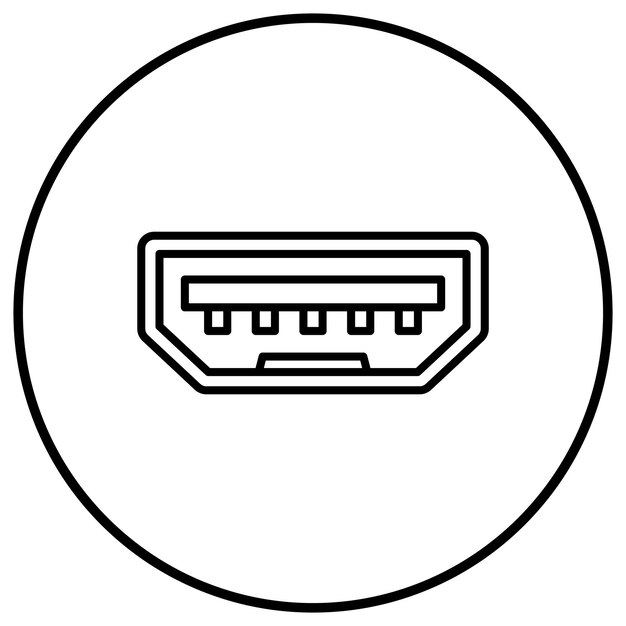 El icono vectorial del puerto USB se puede utilizar para el conjunto de iconos de computadora y hardware