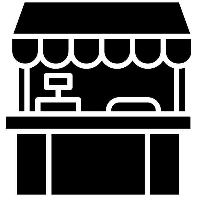 El icono vectorial del puesto de mercado se puede utilizar para el conjunto de iconos de Festa Junina