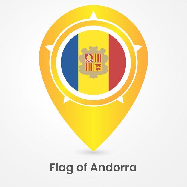 Icono vectorial de punto con la bandera nacional de Andorra aislada sobre un fondo blanco