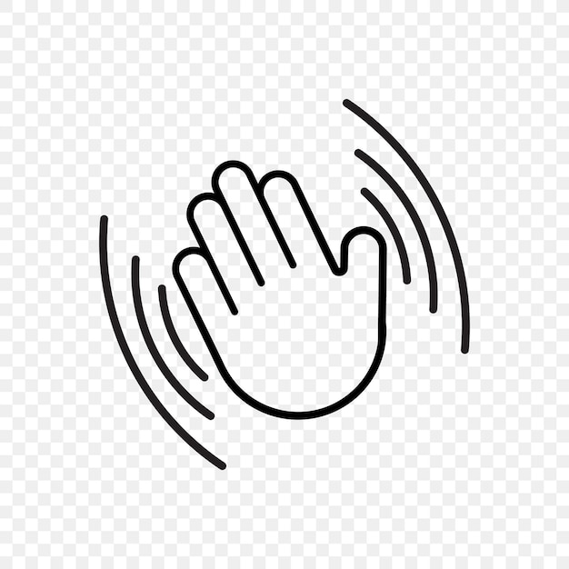 Icono vectorial que agita la mano de la línea de gesto de bienvenida o adiós aislada en el fondo transparente