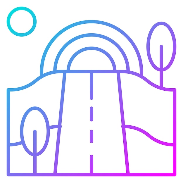 El icono vectorial de Rainbow Landscape se puede usar para el conjunto de iconos de Landscapes