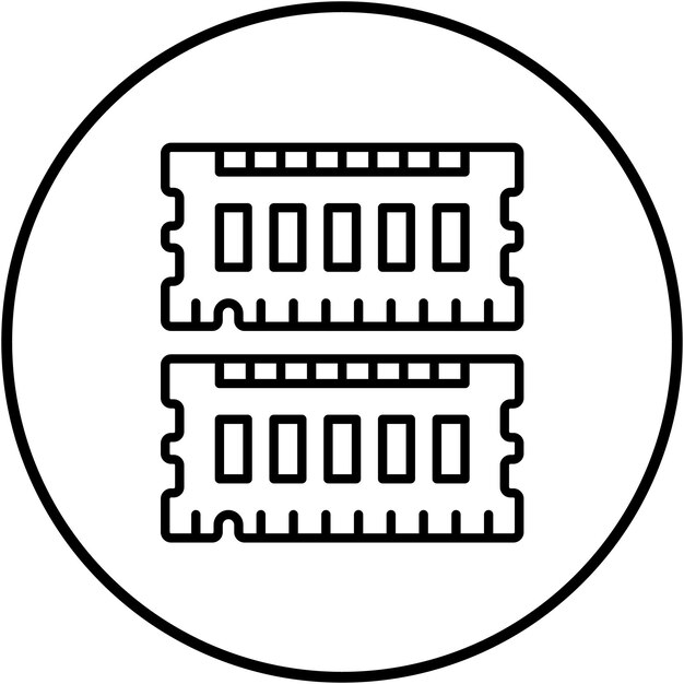 El icono vectorial de RAM se puede utilizar para el conjunto de iconos de tecnología