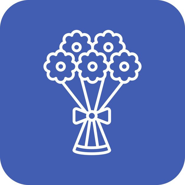 El icono vectorial del ramo de flores se puede utilizar para el conjunto de iconos de fiestas y celebraciones