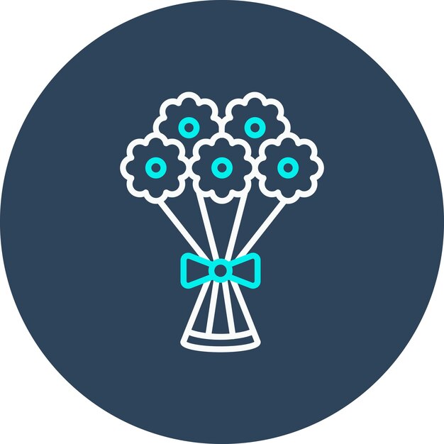 El icono vectorial del ramo de flores se puede utilizar para el conjunto de iconos de fiestas y celebraciones