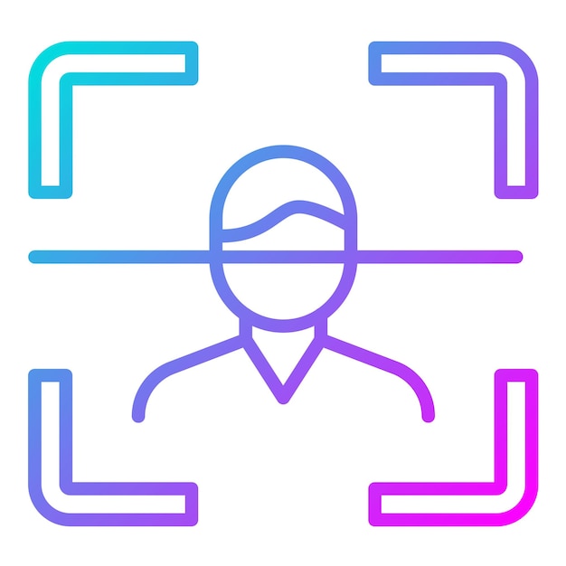 El icono vectorial de reconocimiento facial se puede utilizar para el conjunto de iconos biométricos