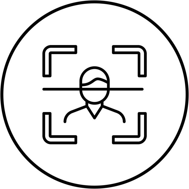 El icono vectorial de reconocimiento facial se puede utilizar para el conjunto de iconos biométricos