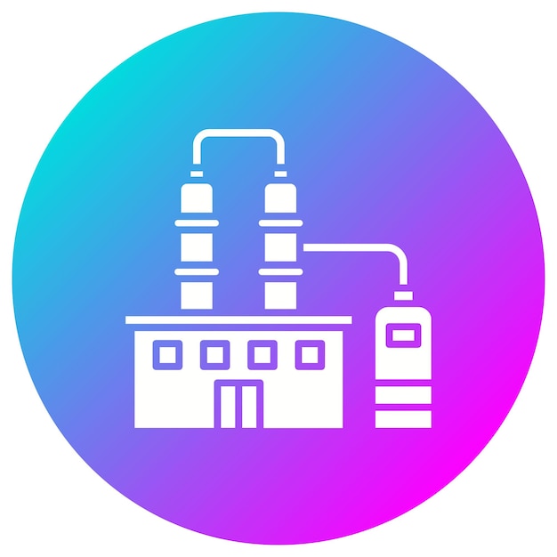 El icono vectorial de la refinería de petróleo se puede utilizar para el conjunto de iconos de la industria de la gasolina