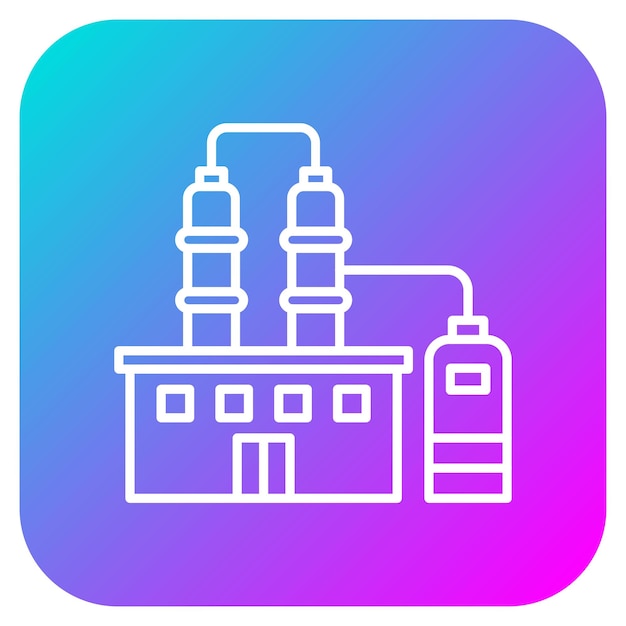 El icono vectorial de la refinería de petróleo se puede utilizar para el conjunto de iconos de la industria de la gasolina