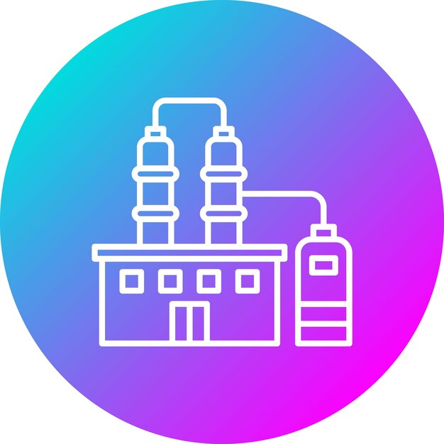 El icono vectorial de la refinería de petróleo se puede utilizar para el conjunto de iconos de la industria de la gasolina
