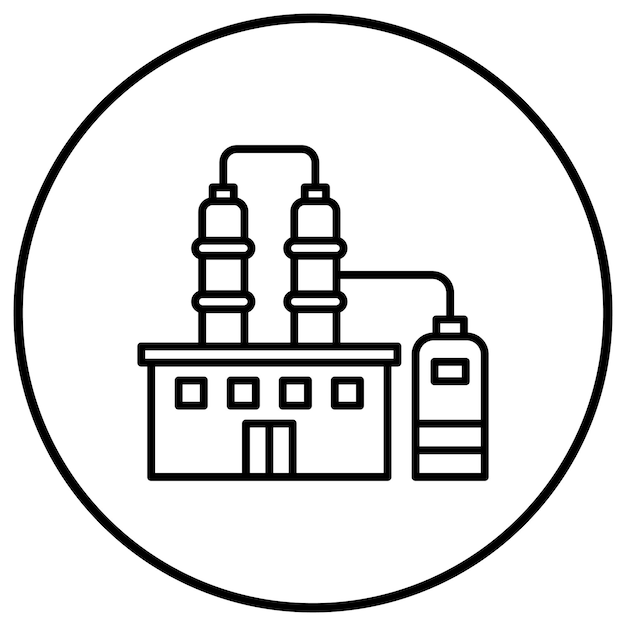 El icono vectorial de la refinería de petróleo se puede utilizar para el conjunto de iconos de la industria de la gasolina
