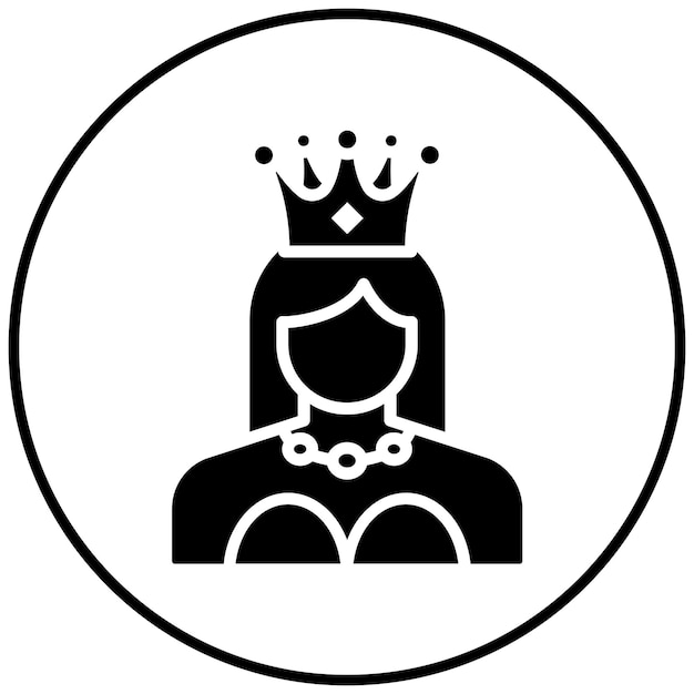 El icono vectorial de la reina se puede usar para el conjunto de iconos medievales