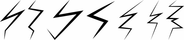 El icono vectorial de relámpagos afilados establece formas eléctricas angulares afiladas para el diseño gráfico