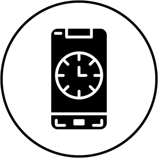 El icono vectorial del reloj móvil se puede utilizar para el conjunto de iconos de aplicaciones móviles