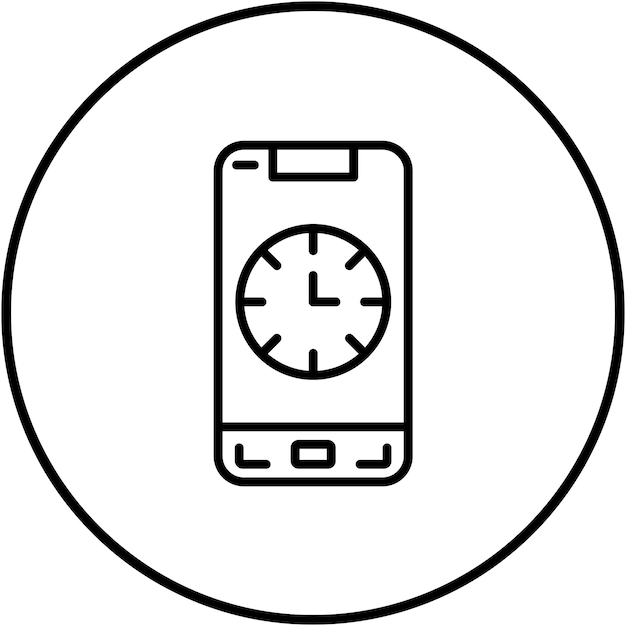 El icono vectorial del reloj móvil se puede utilizar para el conjunto de iconos de aplicaciones móviles