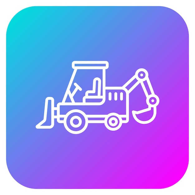 El icono vectorial de la retroexcavadora se puede utilizar para el conjunto de iconos de herramientas de construcción