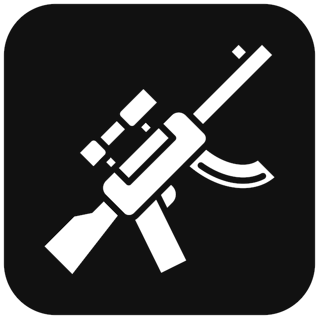 El icono vectorial del rifle de caza se puede usar para el conjunto de iconos de diversión al aire libre