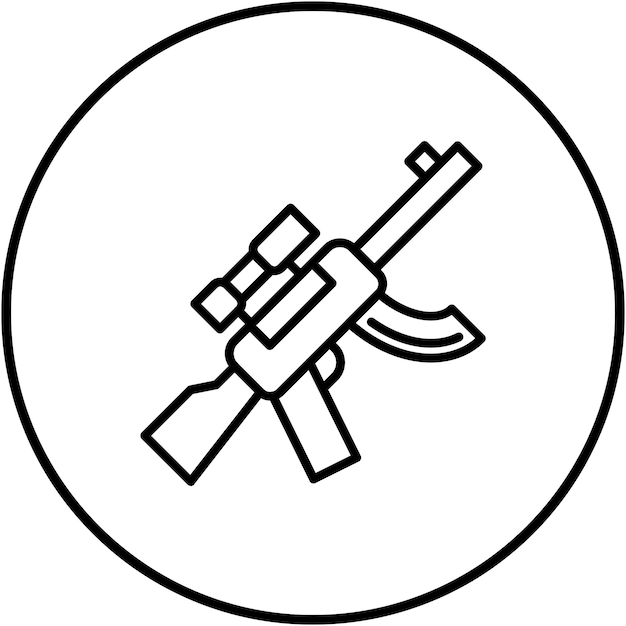 El icono vectorial del rifle de caza se puede usar para el conjunto de iconos de diversión al aire libre