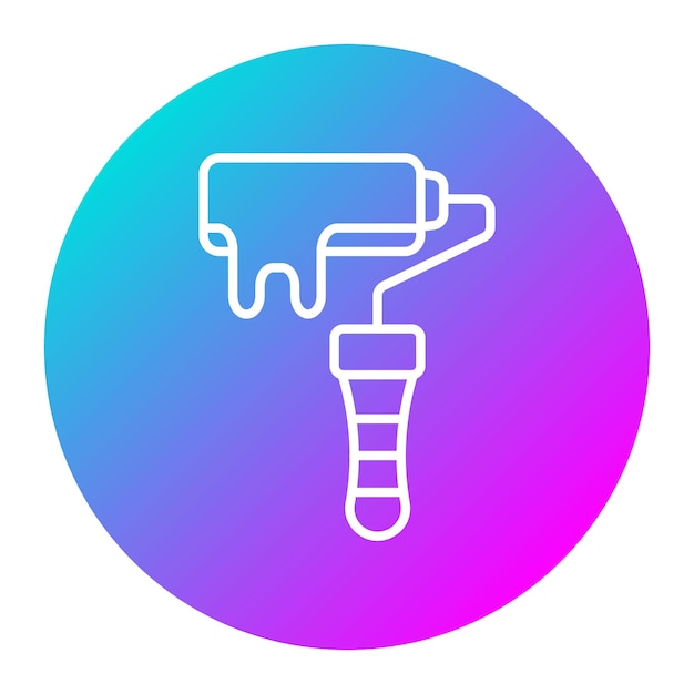 El icono vectorial del rodillo de pintura se puede utilizar para el conjunto de iconos de mejoras para el hogar