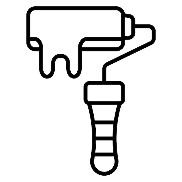 El icono vectorial del rodillo de pintura se puede utilizar para el conjunto de iconos de mejoras para el hogar
