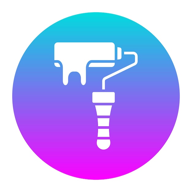 El icono vectorial del rodillo de pintura se puede utilizar para el conjunto de iconos de mejoras para el hogar