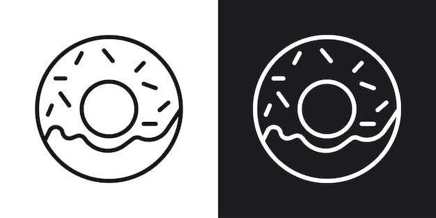 Icono vectorial de rosquilla establecido en contornos en blanco y negro