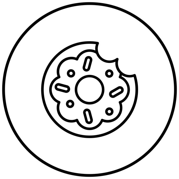 El icono vectorial de la rosquilla se puede usar para el conjunto de iconos de World Cuisine