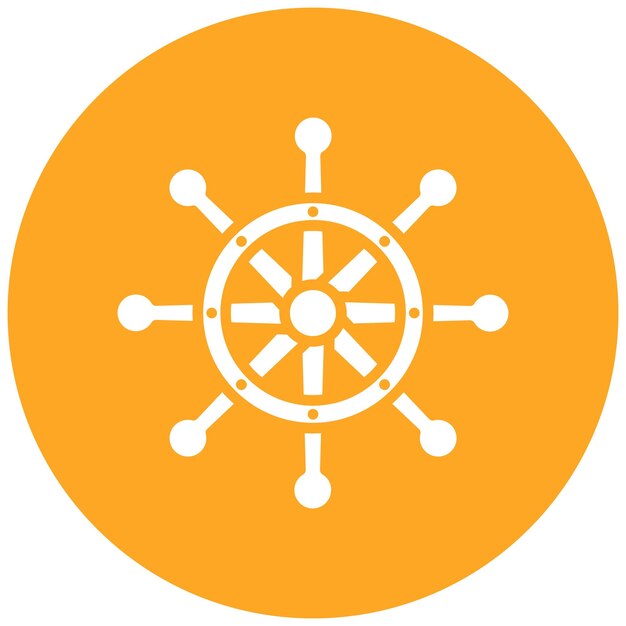 El icono vectorial de la rueda del barco se puede usar para el conjunto de iconos del océano