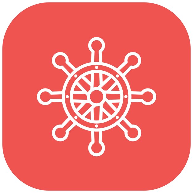 El icono vectorial de la rueda del barco se puede usar para el conjunto de iconos del océano