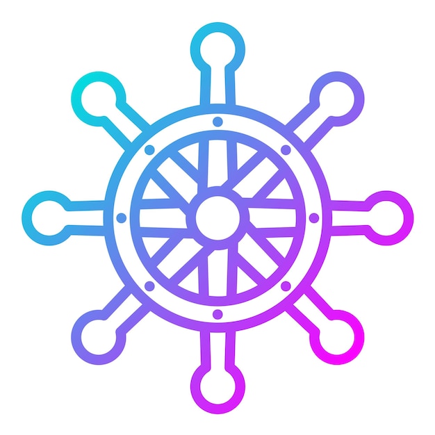 El icono vectorial de la rueda del barco se puede usar para el conjunto de iconos del océano