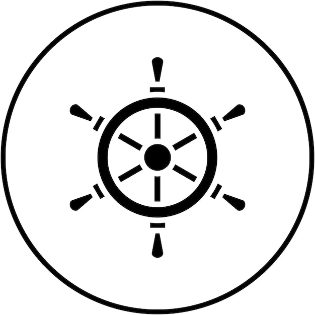 El icono vectorial de la rueda náutica se puede utilizar para el conjunto de iconos de mapa y navegación