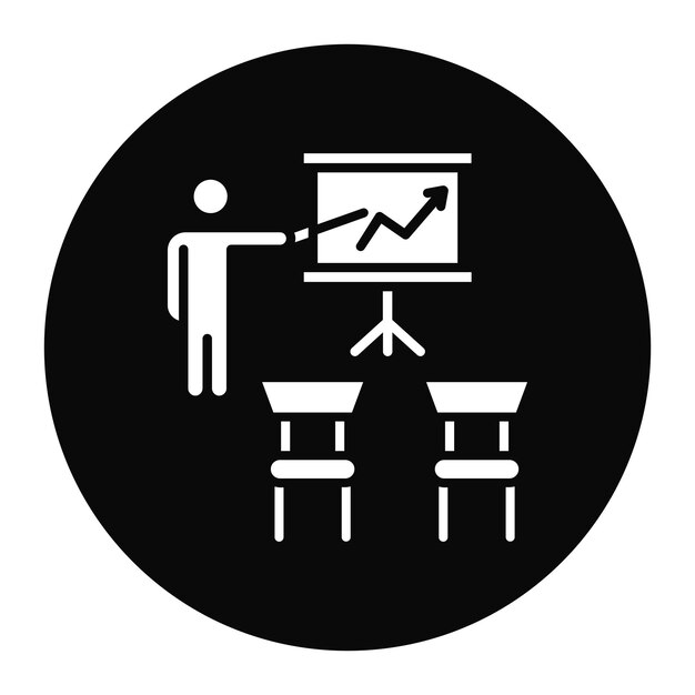 El icono vectorial de la sala de clases se puede utilizar para el conjunto de iconos de capacitación empresarial