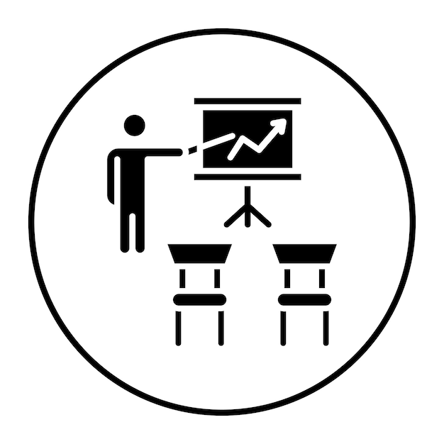 El icono vectorial de la sala de clases se puede utilizar para el conjunto de iconos de capacitación empresarial