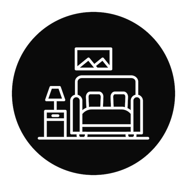 El icono vectorial de la sala de estar se puede usar para el conjunto de iconos de mejoras para el hogar
