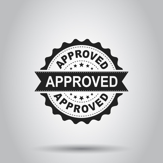Icono vectorial de sello aprobado Sello aprobado Ilustración vectorial plana de insignia aprobada Pictograma de concepto de negocio sobre fondo blanco