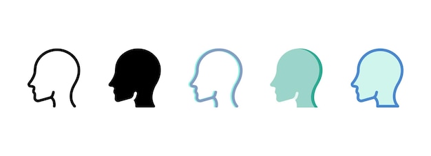 Icono vectorial sencillo en una cabeza de tema