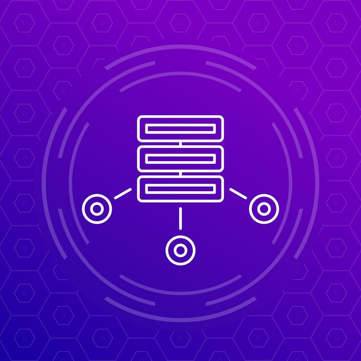Vector icono vectorial del servidor mainframe o de la línea de servicio de alojamiento