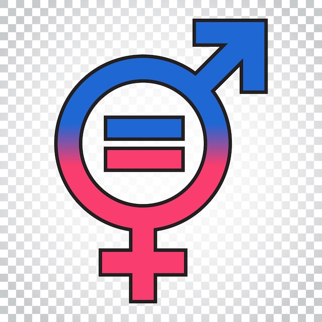 Icono vectorial de signo de igualdad de género Icono de concepto de igualdad de hombres y mujeres Pictograma de concepto de negocio simple en fondo aislado