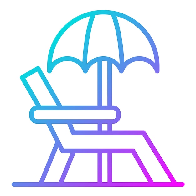 El icono vectorial de la silla de playa se puede usar para el conjunto de iconos de la línea costera
