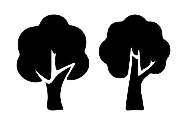 Icono vectorial de la silueta de un árbol de roble