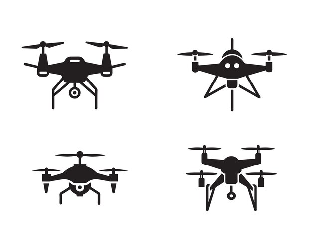 icono vectorial de la silueta del avión no tripulado