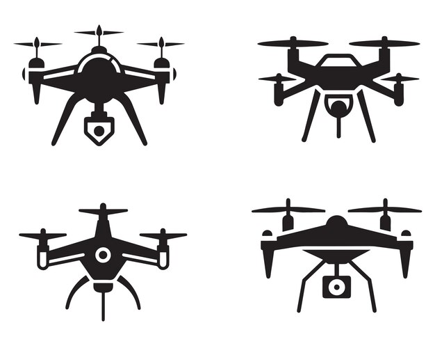 icono vectorial de la silueta del avión no tripulado