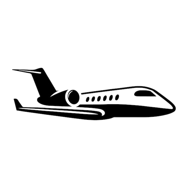 Icono vectorial de silueta de avión privado profesional para uso comercial
