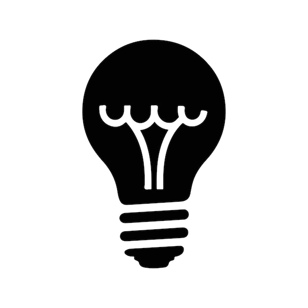 Icono vectorial de silueta de bombilla simple para conceptos comerciales