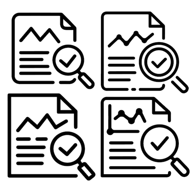 icono vectorial de silueta del documento con una lupa