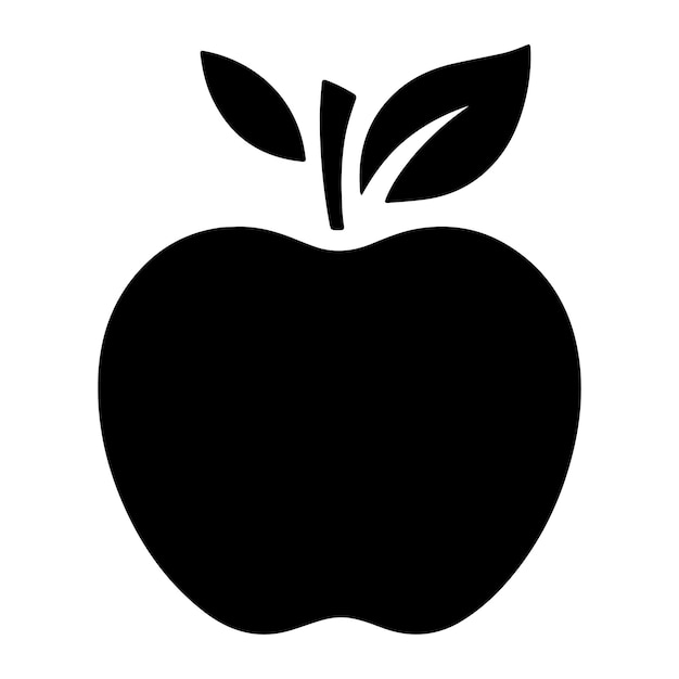 Ícono vectorial de silueta de manzana en fondo blanco